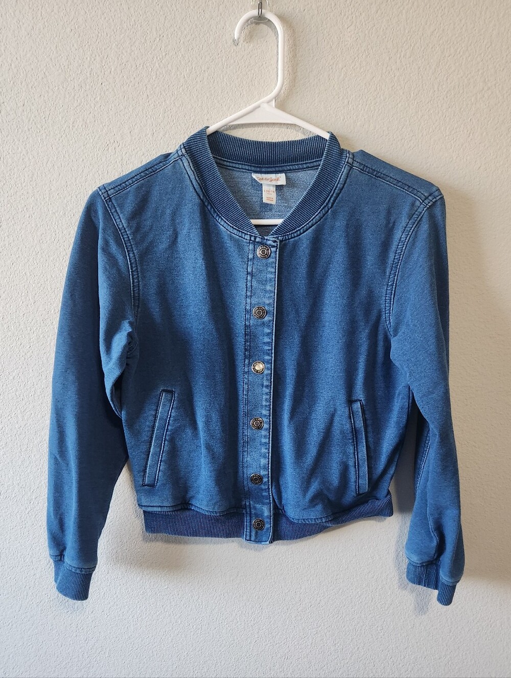 Cat & Jack Lightweight Indigo Blue Bomber Jean Jacket Size 10-12 Girl